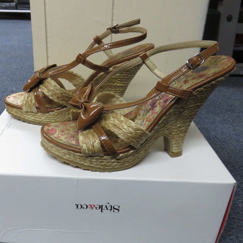 High Heel Slingback Sandals, Size 6, Color Tan